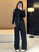 秋用アメリカンカジュアルスタイルのジャ  ケットとデニムパンツ【大きいサイズ・体型カバー・美シルエット】（セットアップ対応）