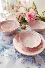 美濃焼の桜柄磁器食器【粉色・洗面器対応・食洗機使用可】