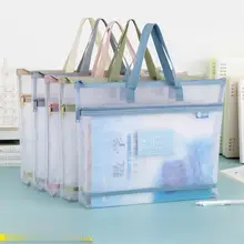 A4対応ポーチ【透明・大容量・持ち手付き・ジッパー式・絵具や文房具の収納に最適】