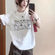 コットン製 ホワイト短袖Tシャツ【夏用・ゆったりシルエット・カジュアルデザイン】