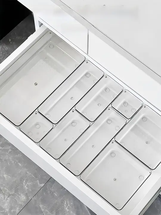 デスク内蔵仕切り収納ボックス【アクリル製・文具・化粧品用・整理整頓】