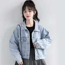 春秋用短丈デニムジャケット【韓国風・ゆったりフィット・カジュアル】