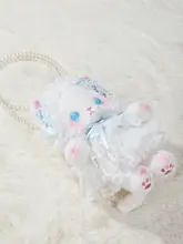 猫のぬいぐるみバッグ【青・手作り・ロリータスタイル・リボン付き・肩掛け・斜め掛け対応】
