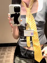 おしゃれなレトロストライプネクタイ【女性用・ユニバーサルデザイン・長尺シルクスカーフ・ウエストアクセサリー】（セットアップ対応）