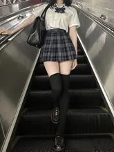 可愛いチェック柄JK制服【高腰・半身スカート・サマー対応】（セットアップ対応）