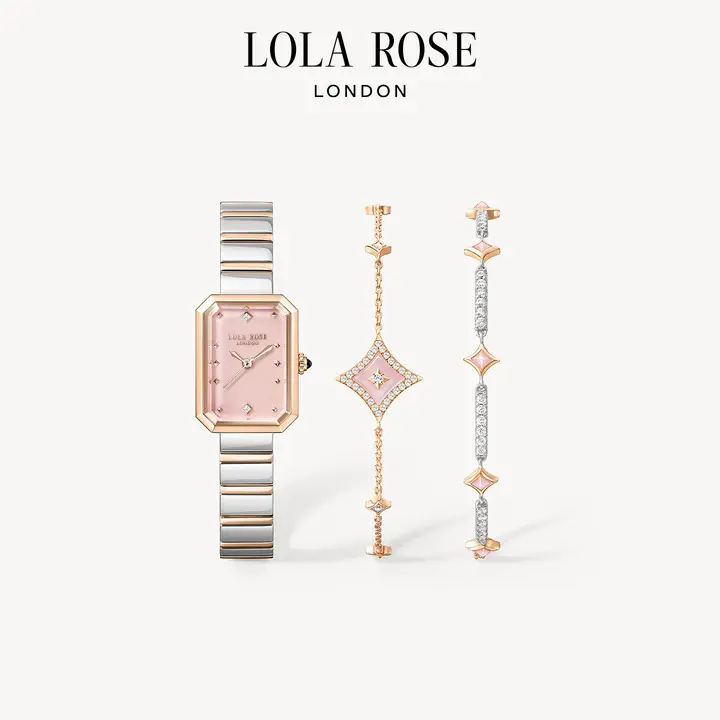 腕時計 ブレスレット レディース スクエアケース スター ピンク 上品 誕生日プレゼント 「Lola Rose」