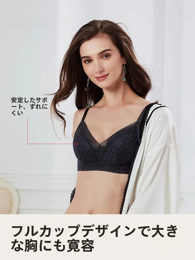 古今大サイズ通気性ノンワイヤーレースブラ：大胸女性の夜間着用に最適なフィット感と通気性