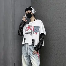 トレンド短丈クロップド長袖Tシャツ【女性用・ヒップホップスタイル・おしゃれ】