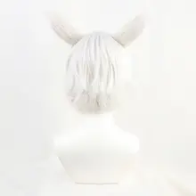 白色の短いウィッグ【耳付き・ファンタジーキャラクター風】