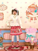 赤色フェアアイランド柄ニットフリルスカート【ドールデザイン・柔らかい素材】