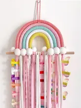 カラフルな虹の飾り付きヘアクリップ収納ラック【子供部屋用・ヘアアクセサリー整理・展示ラック】