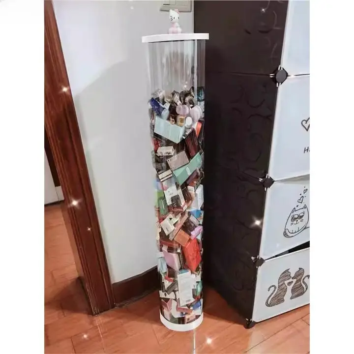 アクリル製 大容量スキンケア収納ボトル【円筒タイプ・蓋付き】