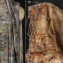 廃土風の敦煌アイロン錆ビンテージ風ニット生地【ハンドメイド・重工デザイン】
