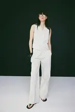 モダンエレガンス ストライプ柄ベスト付きパンツ【洗練されたデザイン・大人のカジュアルスタイル・セットアップ対応】