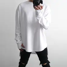 春季用 メンズ長袖Tシャツ【クルーネック・ロング丈・ゆったりシルエット】