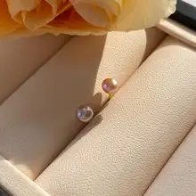 ミニ天然淡水紫色バンズ型パールピアス【女性向け・デザイン性高】