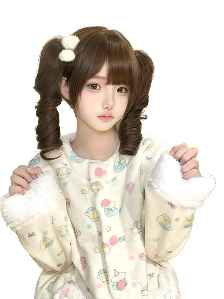 ロリータ風カラメルプリンのウィッグ【ツインテール・ロングカール・ドール用】