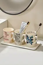 高級感のある陶器製 マウスウォッシュカップ【カップル向け・家庭用・トイレ用】