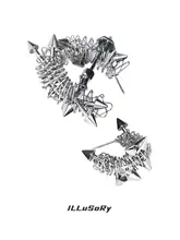 ILLuSoRy 空間トンネルのオリジナルデザイン 手作りハードテクノロジー感のイヤリング