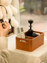 リモコンも収納できる高美観の分格収納ボックス【無蓋・無垢材・茶器用】