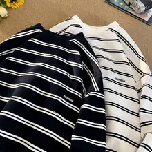秋季用薄手コットン長袖ボーダーTシャツ【ユニセックス・カジュアル・フィット】
