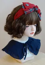 カチューシャ ハンドメイド 大ぶり蝶結び タータンチェック ボルドー