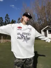 春季新作 アメリカンストリートバイカープリント 長袖Tシャツ【ユニセックス・ルーズフィット・クルーネック】（セットアップ対応）