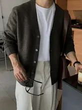 カーディガン 外套 男性 秋冬 休暇 ゆったり 通用 プレーン ニット