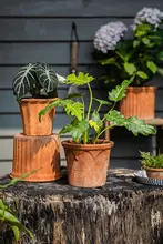レトロ風 赤陶器花瓶【通気性・吸水性・インテリア装飾用】