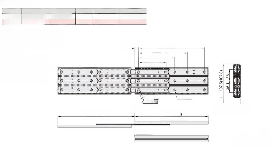 スチール製二段三節スライドレール【ステンレス製・高耐久性】