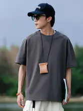 夏用ゆったりシンプルな丸首半袖Tシャツ【メンズ・プレーンカラー・カジュアルスタイル】