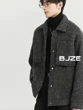 フリース襟ウールジャケット 男性 通勤シーン ショートスタイル ゆったり
