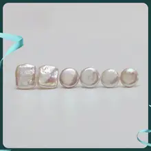 バロック淡水パールピアス【扁円・シンプル・かわいい・光沢】