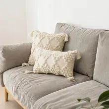 北欧風刺繍ソファクッションカバー【タッセル付き・クッション性・寝室用】（セットアップ対応）