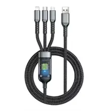 透明ディスプレイ付き三合一充電ケーブル【急速充電・Android・Huawei・Apple対応】