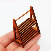 ミニチュア食玩ドールハウス用二段パンスタンド【木製・観葉植物置き・生活シーン用小物】