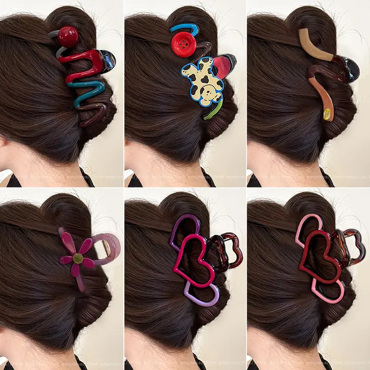 大容量のヘアクリップ【サメ型デザイン・後頭部用・上品なヘアアクセサリー】