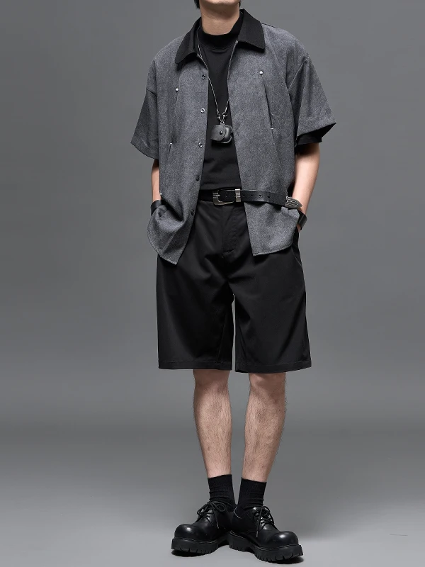 メンズショートカラー 40ショート パンツ：シンプルで快適な都市カジュアルスタイル
