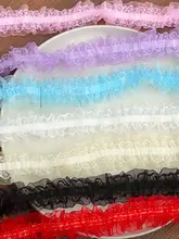 幅広のカラフルなダブルフリルのストレッチレースリボン【DIY手作り装飾用・幅広4cm】