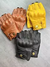 レトロバイク用ハーフフィンガーグローブ【男女兼用・牛皮・防摔・防滑】