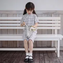 子供用 京劇風デザイン 伝統的なチャイナドレス【チェック柄・レトロスタイル】