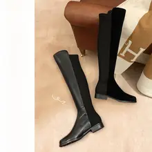 加圧高筒ブーツ【粗めのヒール・裏起毛・弾力性あり】