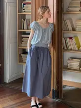 スモック トップス レディース 半袖 リネン100% ストーンウォッシュ加工 紐デザイン 上品 春夏 「Nice people」