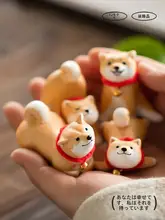 SANQ 笑顔のカップル柴犬陶器置物【インテリア装飾用・誕生日プレゼント】