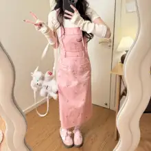 可愛らしいデザインの背面リボン付きピンクワンピース【夏用・小柄向け・ロングタイプ】（セットアップ対応）