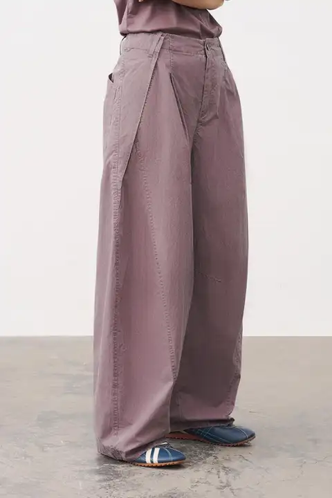 フィットのヴィンテージ風レディースクロップドパンツ【ウォッシュ加工・夏用】