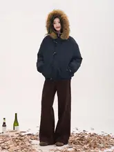 大きなファー付きフードコート【ウィンターデザイン・牛角ボタン】