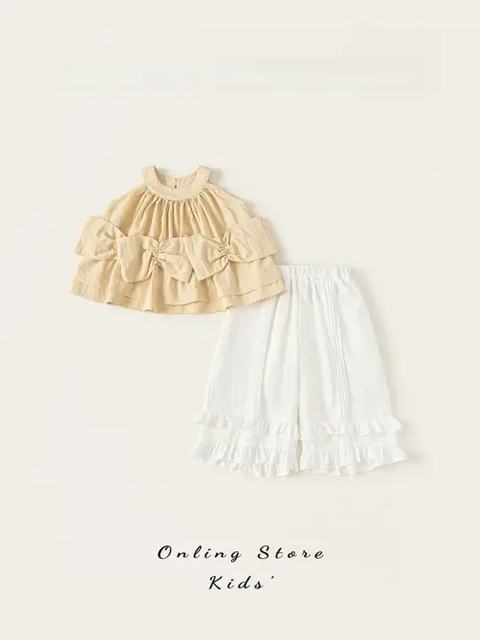 女児用おしゃれな夏の2点セット【デザイン衣服・トレンド】（セットアップ対応）
