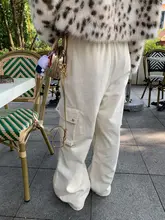 ストレートパンツ レディース 秋冬 アイボリー カジュアルパンツ 小柄 ゆったり タイ付きパンツ