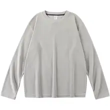 極上の柔らかさ！無地のワッフル編みラウンドネック長袖Tシャツ【冬用・ゆったりサイズ・重厚感】